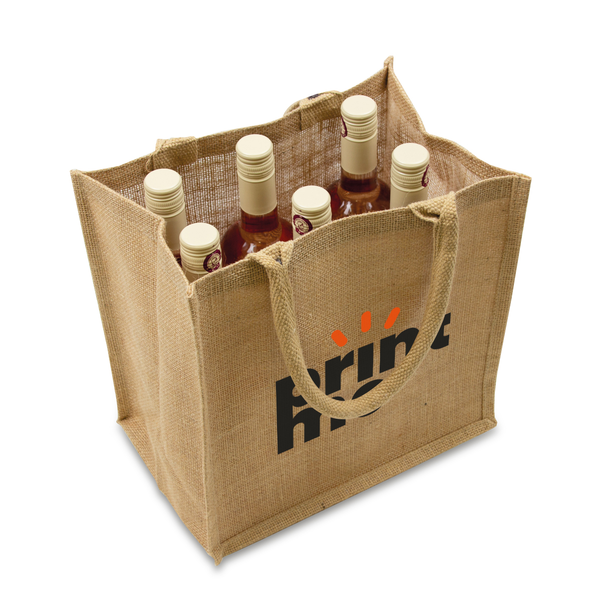 Jute wine bottle bags for 6 bottles