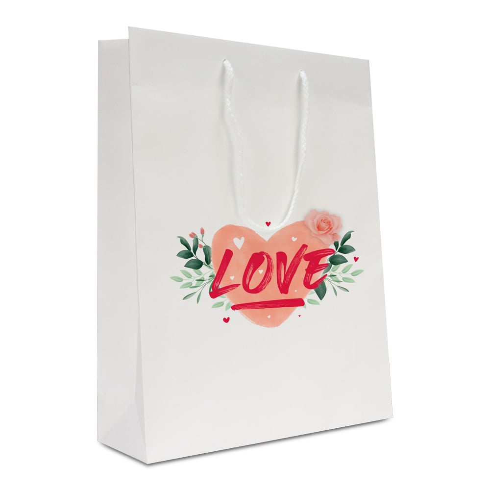 Sacs en papier de luxe pour la Saint-Valentin - Love - Blanc