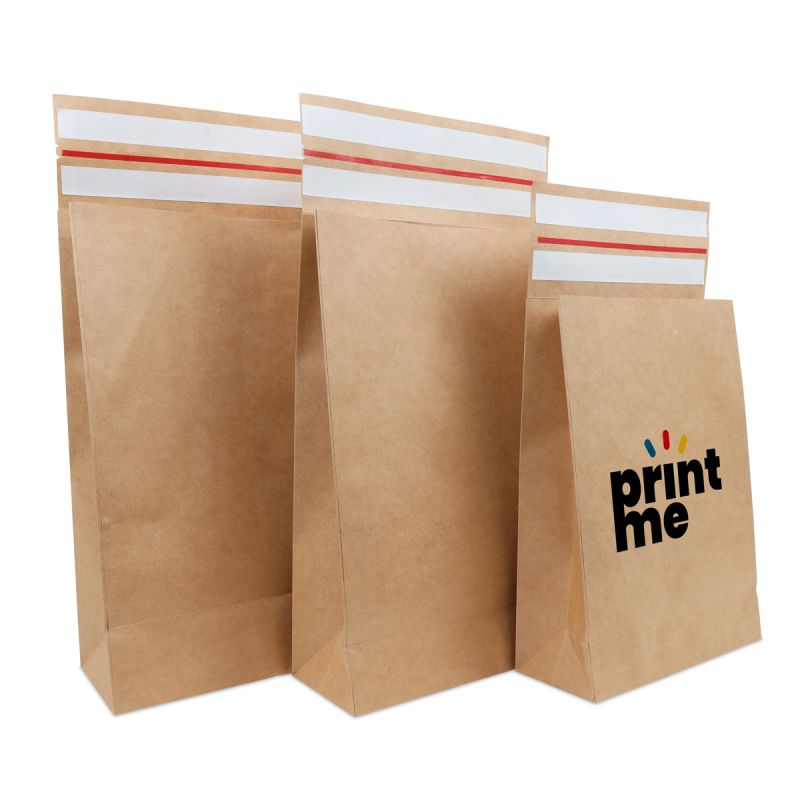 Paper shipping bags with a return strip