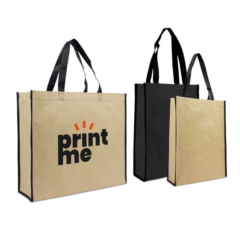Luxury reusable eco paper bags with non-woven lining