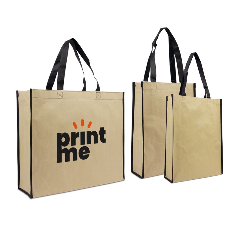 Luxury reusable eco paper bags with non-woven lining