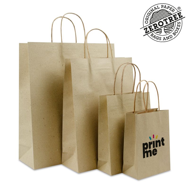 Twisted ZEROTREE® bags deluxe - Recycled grass paper