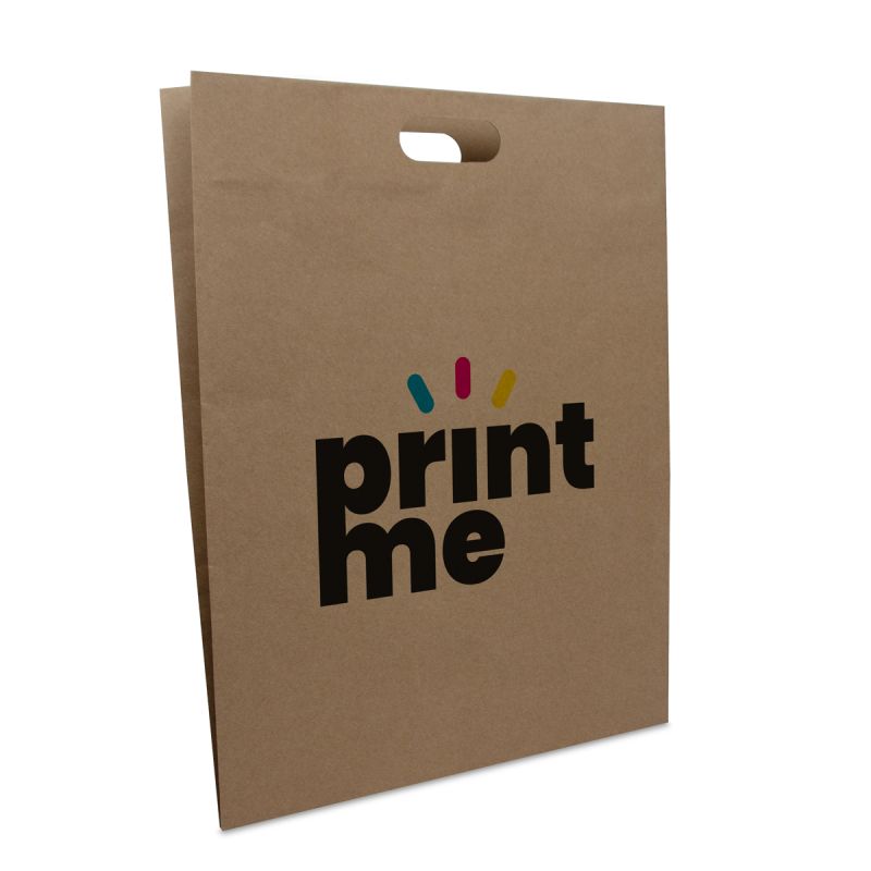 Budget paper bags with punched out handle